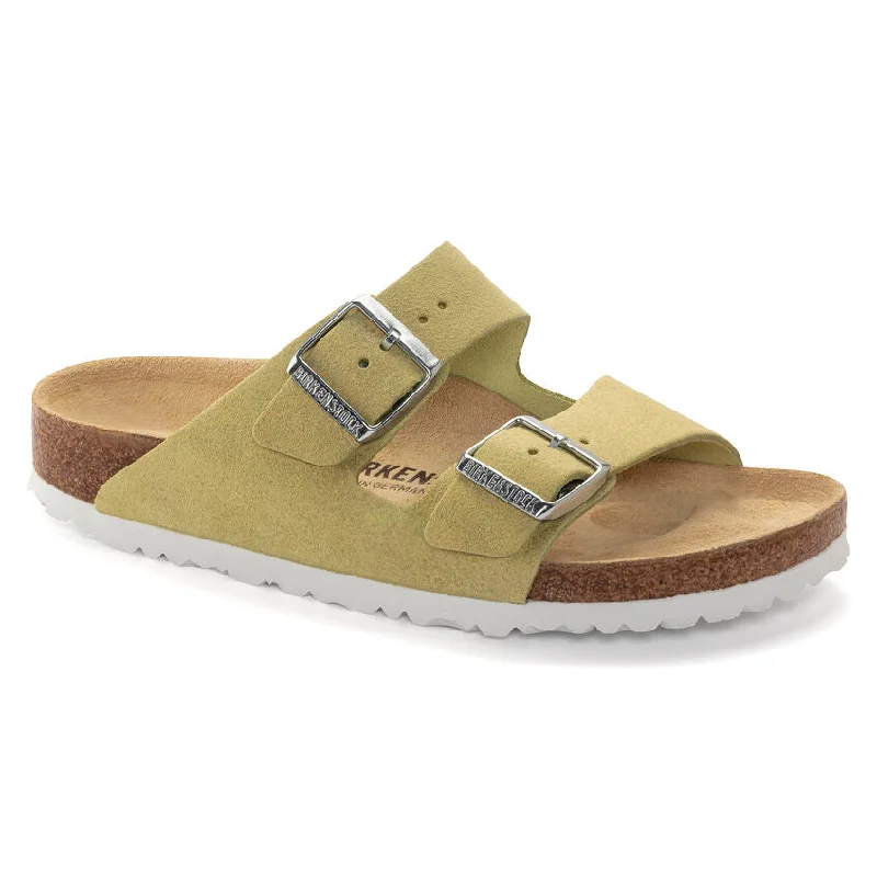 Casual Shoes For Work 'Birkenstock' Women's Arizona Suede Leather Sandal - Shimmering Popcorn