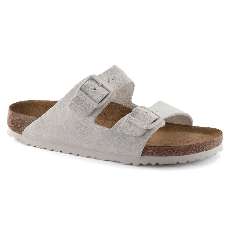 Women’s Winter Fashion Boots 'Birkenstock' Women's Arizona Suede Leather Sandal - Antique White