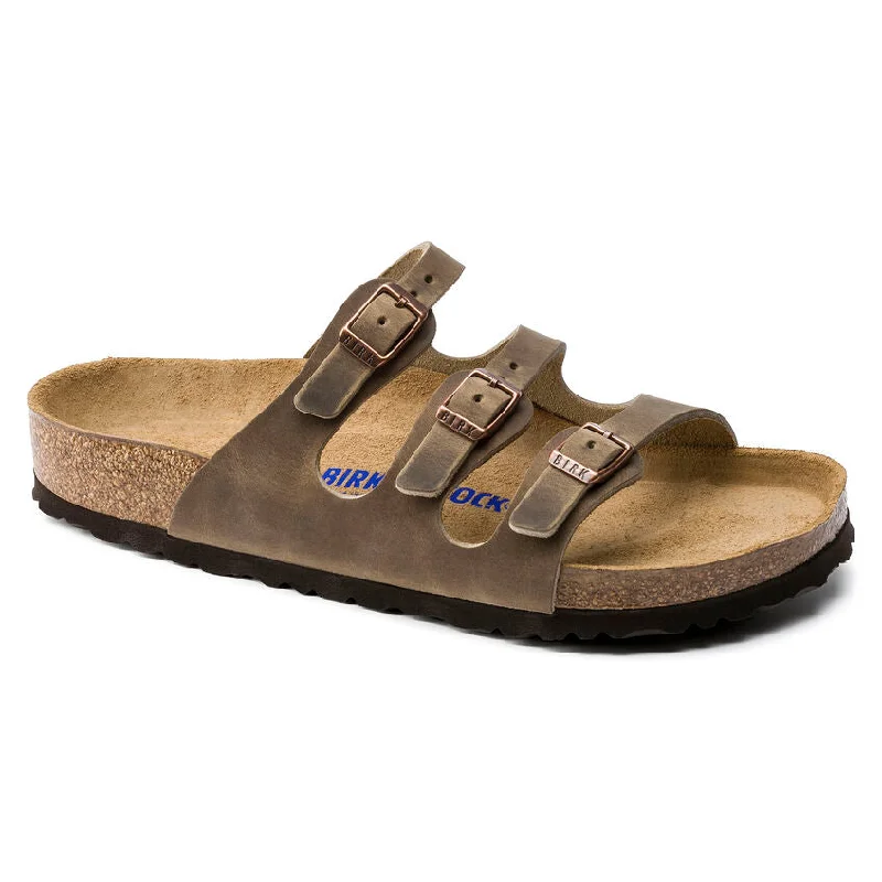 Trendy Casual Shoes 'Birkenstock' Women's Florida Soft Footbed Leather Sandal - Tobacco Brown