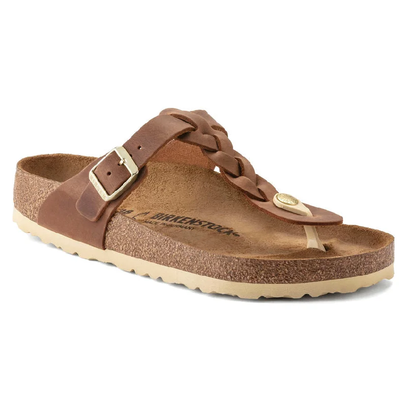 Women’s Slip-On Shoes 'Birkenstock' Women's Gizah Braid Thong Sandal - Cognac