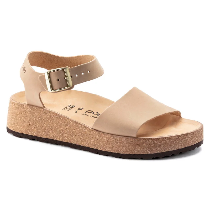 Stylish Work Shoes 'Birkenstock' Women's Glenda Nubuck Leather Sandal - Sandcastle