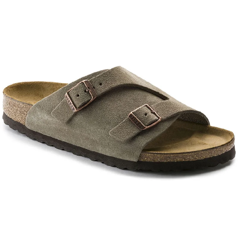 Women’s Designer Shoes 'Birkenstock' Women's Zurich Suede Leather Slide Sandal - Taupe