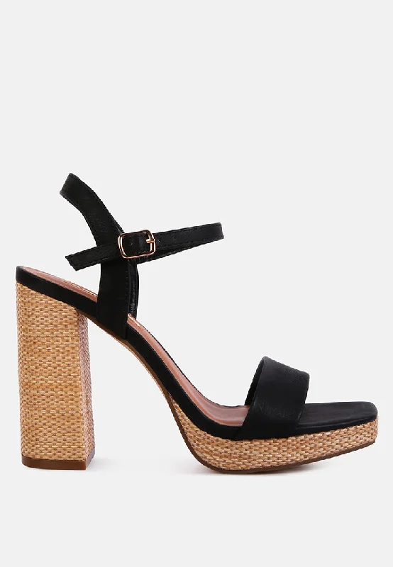Trendy Boots Online Buxor Woven Textured High Block Heeled Sandals
