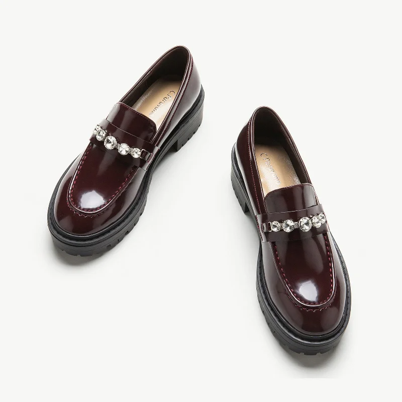 Light Running Shoes Crystal Platform Loafers (Laura)