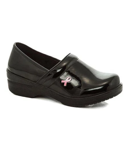 Slip-On Sneakers Collection DANNIS2517 - BLACK NURSING SHOE (BREAST CANCER AWARENESS)