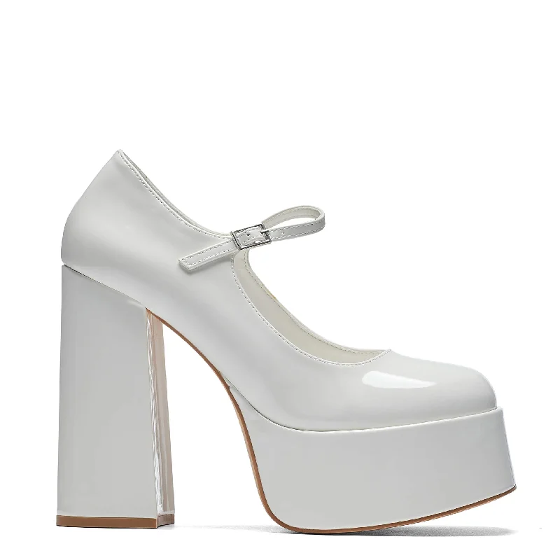 Casual Sandals Collection Darkbloom White Patent Platform Heels