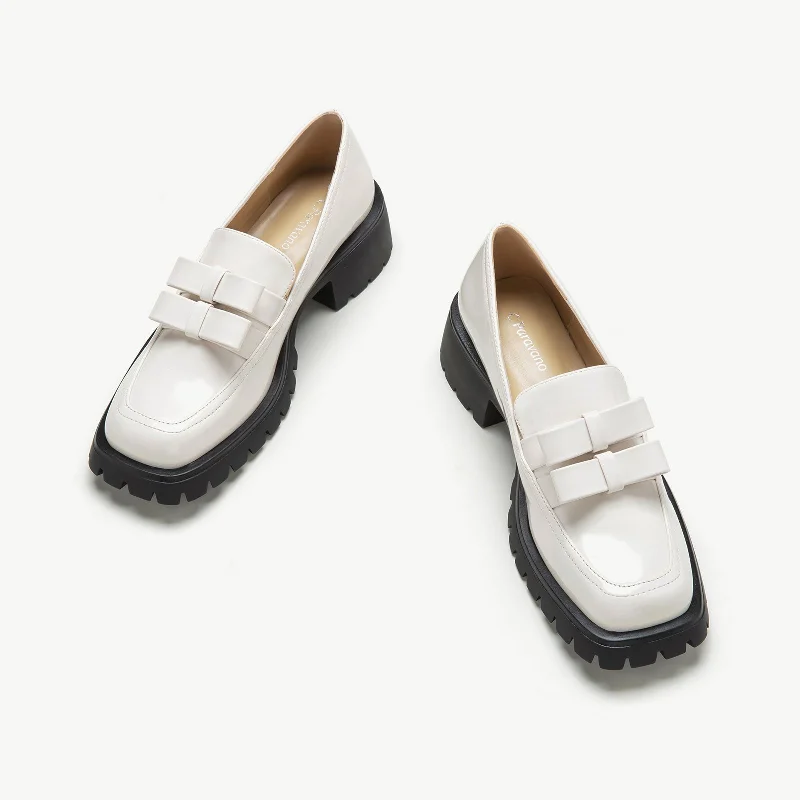 Fashionable Summer Shoes Double Bow Platform Loafers (Monica)