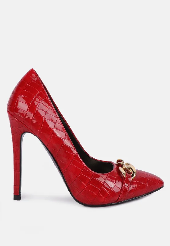 Women’s Chunky Heels Fanfare Croc Stiletto Pump Heels