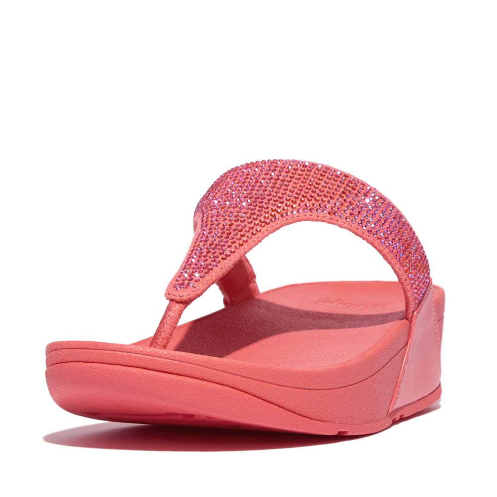 Comfortable Flats For Work Fitflop Lulu Crystal Toe Post Rosy Coral