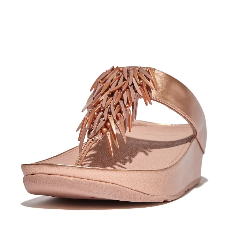 Slip-On Sneakers Collection Fitflop Rumba Toe Post Rose Gold