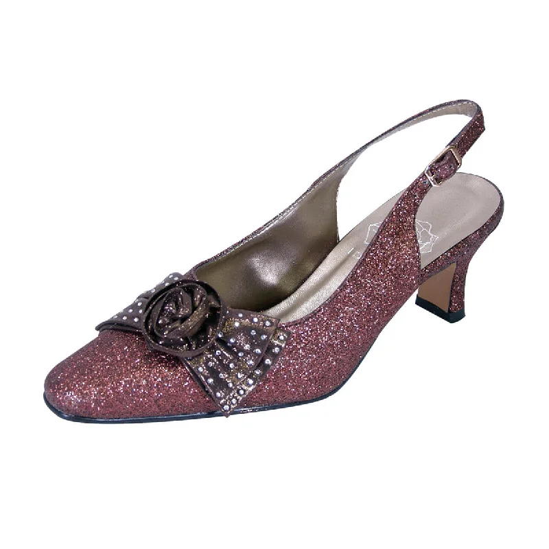 Women’s Comfort Shoes FLORAL Alaina Women's Wide Width Glitter Slingback Dress Pumps