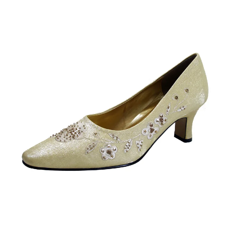 Comfortable Sports Shoes FLORAL Fern Women's Wide Width Dress Slip-On Satin Pumps