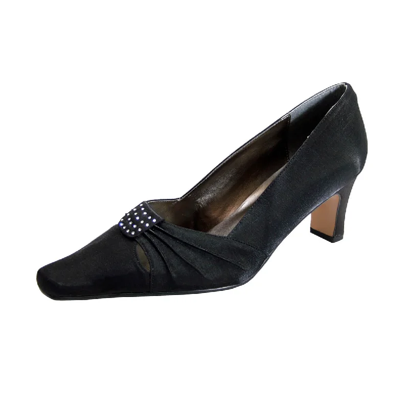 Classic Flat Shoes FLORAL Reina Women's Wide Width Rhinestone Satin Dress Shoes