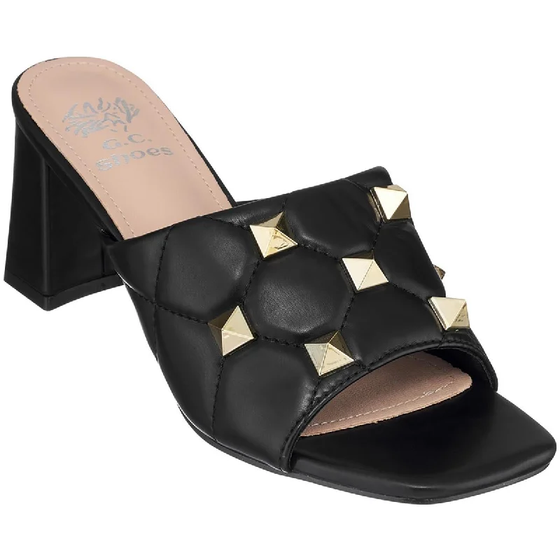 Luxury Leather Sneakers G.C. Shoes Womens Alexis Studded Faux Leather Heels