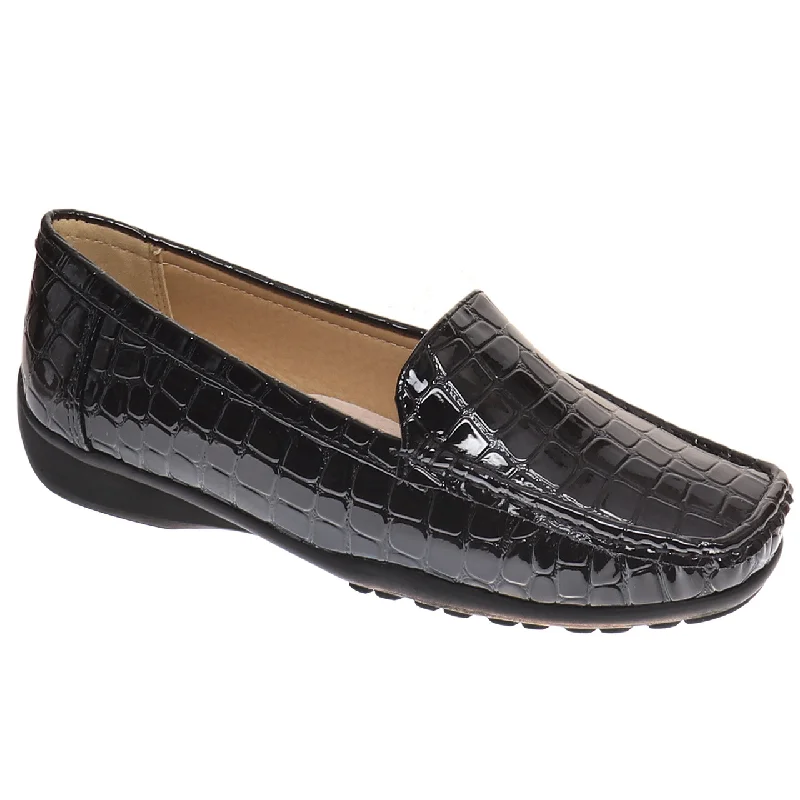 Luxury Leather Sneakers HAZEL7 - BLACK CROCODILE
