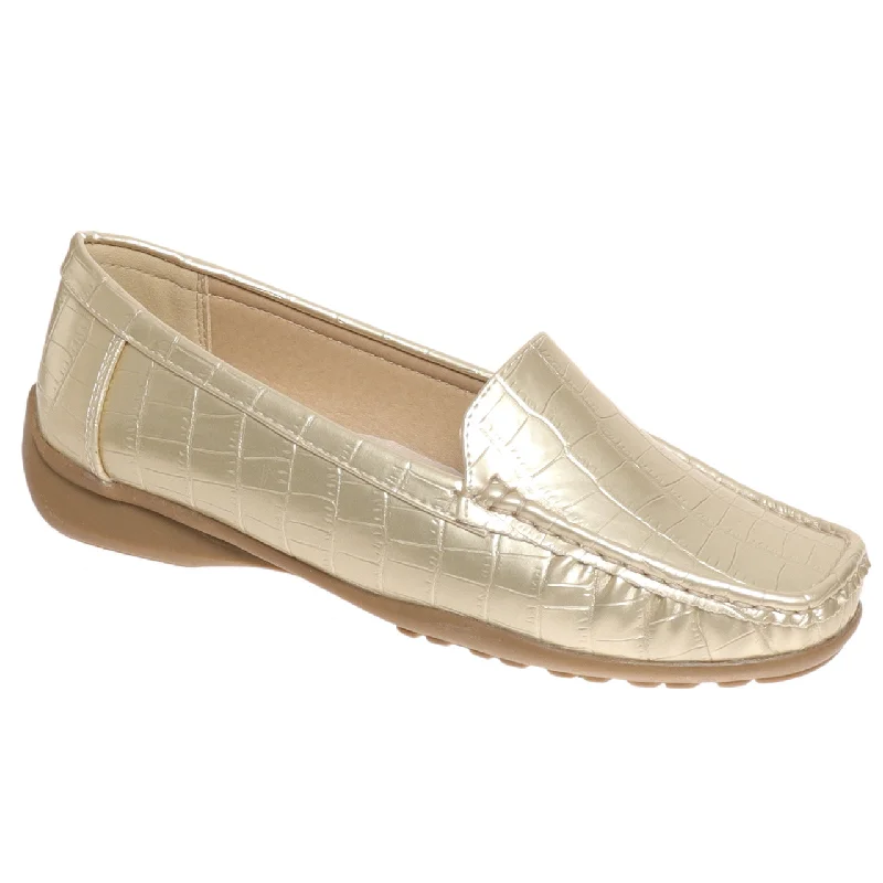 Trendy Walking Shoes HAZEL7 - GOLD CROCODILE