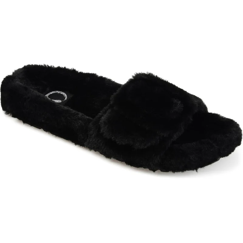 Stylish Winter Boots Journee Collection Womens Faux Fur Slide Slide Sandals