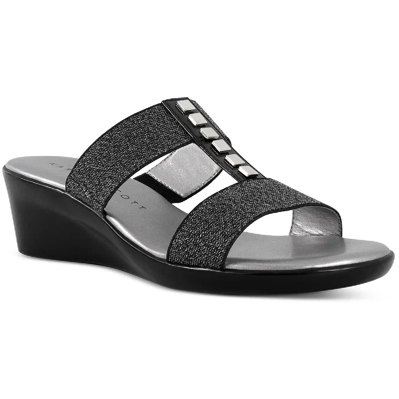 Slip-On Winter Shoes Karen Scott Womens Shirma Sparkly T-Strap Slide Sandals