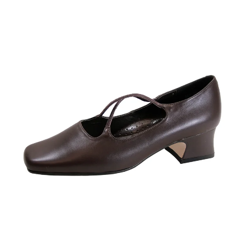 Vintage Boots Collection PEERAGE Mazie Women's Wide Width Criss-Cross Straps Leather Pumps