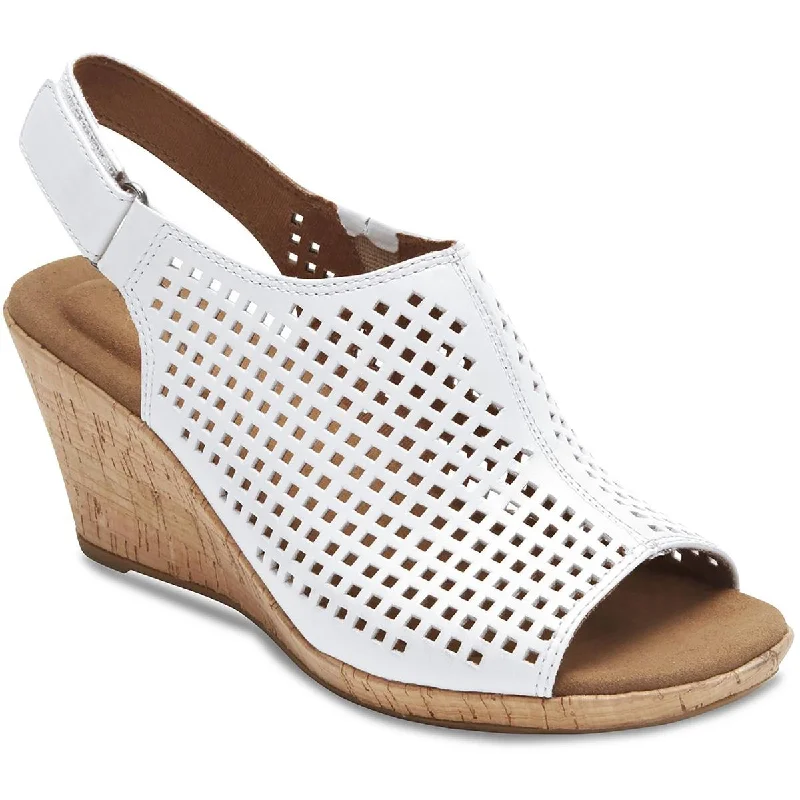 Stylish Running Footwear Rockport Womens Briah Leather Perforated Wedge Sandals