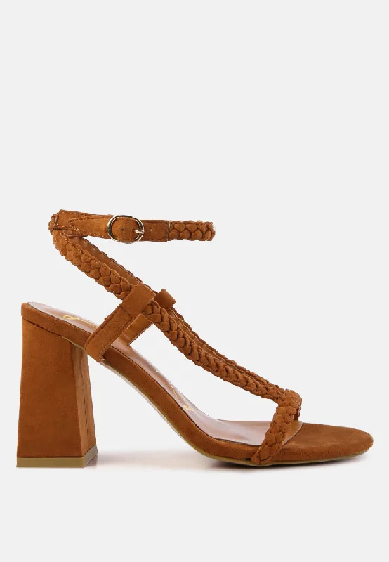 Cozy Winter Boots Smoosh Braided Block Heel Sandals