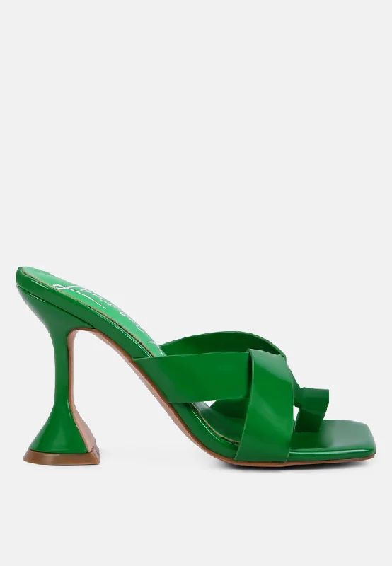 Stylish Work Shoes Snatched Intertwined Toe Ring Heeled Sandals