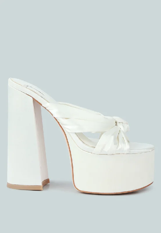 Elegant Casual Footwear Strobing Knotted Chunky Platform Heels