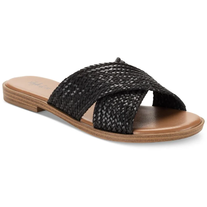 High Quality Sneakers Style & Co. Womens SHANNONNP Round toe Crisscross straps Slide Sandals High Quality Sneakers Style & Co. Womens SHANNONNP Round toe Crisscross straps Slide Sandals