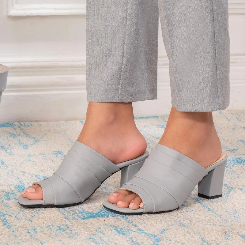 Best Work Boots The Coco Grey Women's Dress Block Heel Sandals Tresmode