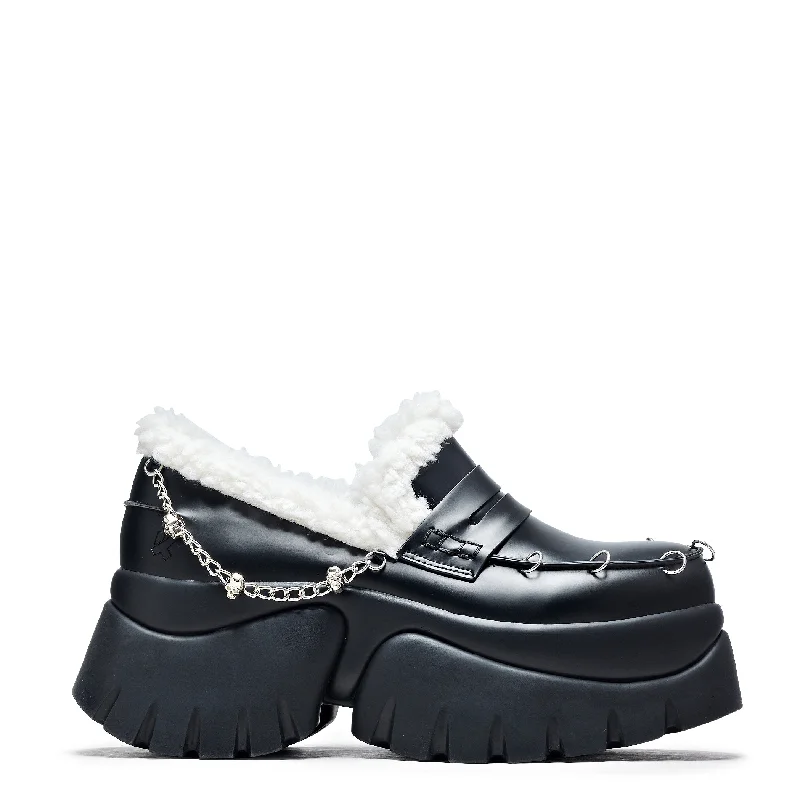 The Visitors Faux Fur Chunky Loafers - Black