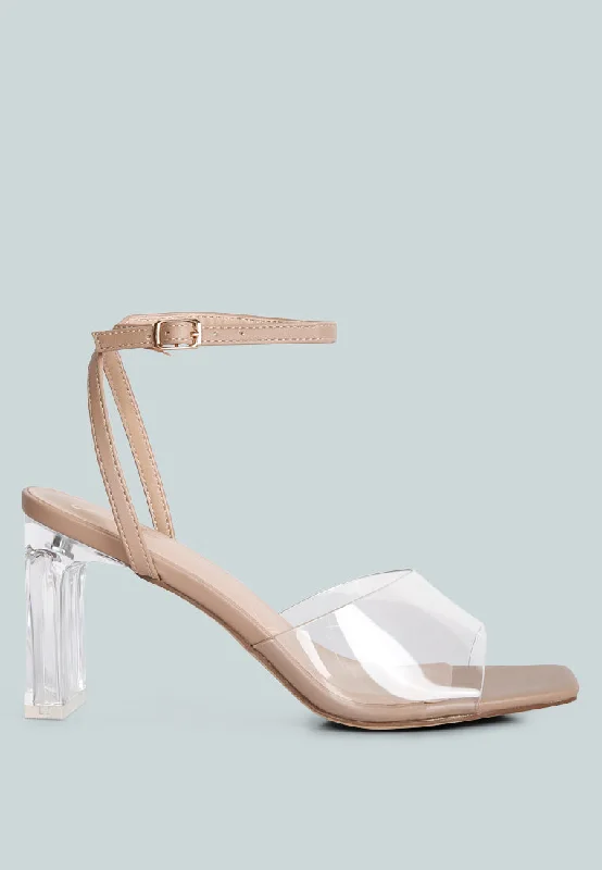 Stylish Work Shoes Twinkle Clear Block Heel Sandal