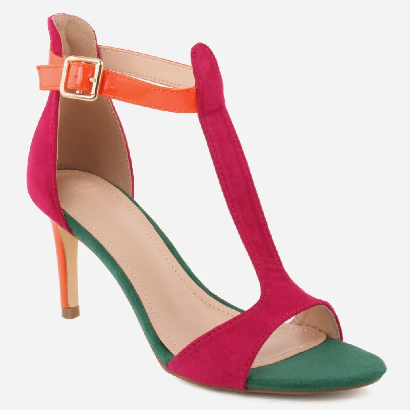 Fashionable Work Sneakers Women "MIA" T-Strap Open Toe Stiletto Heel Sandals