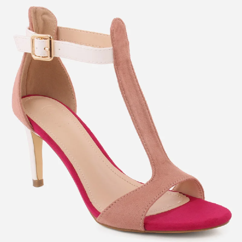 Trendy Formal Shoes Women "MIA" T-Strap Open Toe Stiletto Heel Sandals