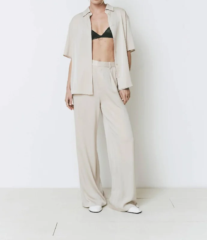 Trendy Dresses Online Atelier Satin Pant In Light Grey