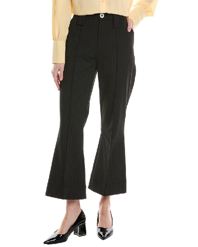 Women’s Evening Apparel GANNI Stretch Stripe Bootcut High-Waist Crop Pant