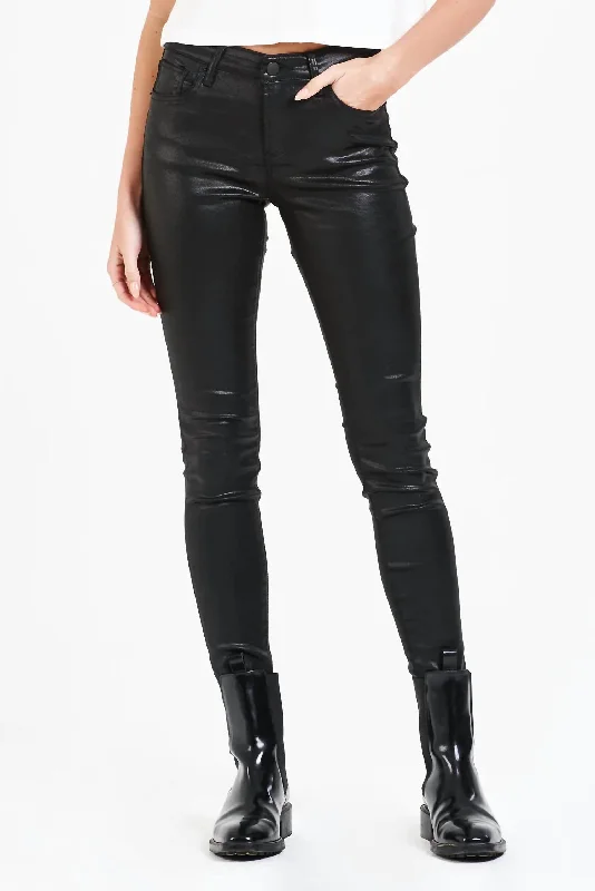 Plus Size Fashion Shoes Gisele High Rise Ankle Skinny Pants In Black Coated