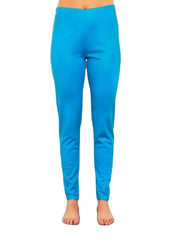 Women’s Office Dresses Microfiber Leather High-Waisted Pant In Turquoise