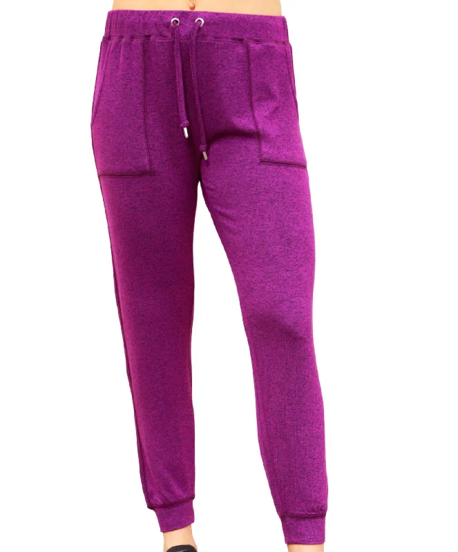 Fashionable Plus Size Clothing Solid Jogger In Violet