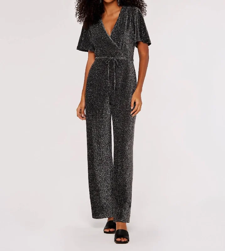 Women’s Shoes Sale Sparkle Angel Sleeve Jumpsuit In Light Grey / Silver