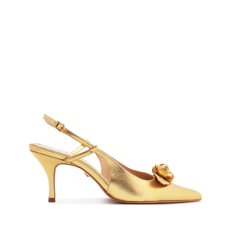 Affordable Running Shoes Alma Sling Metallic Leather Pump