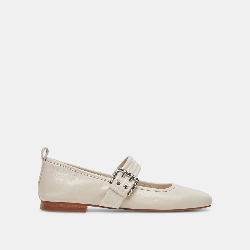 Designer Hiking Boots ARORA BALLET FLATS IVORY CRINKLE PATENT