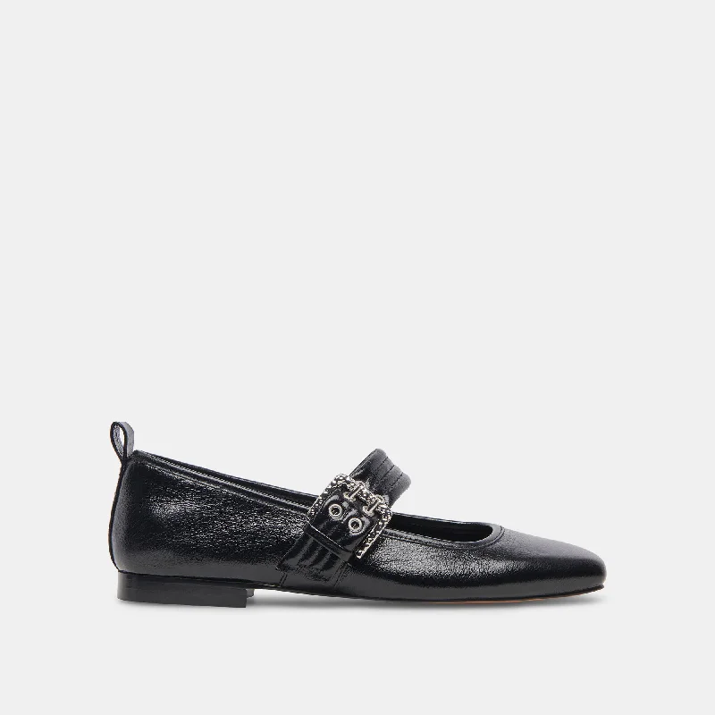 Comfortable Loafers For Women ARORA BALLET FLATS MIDNIGHT CRINKLE PATENT