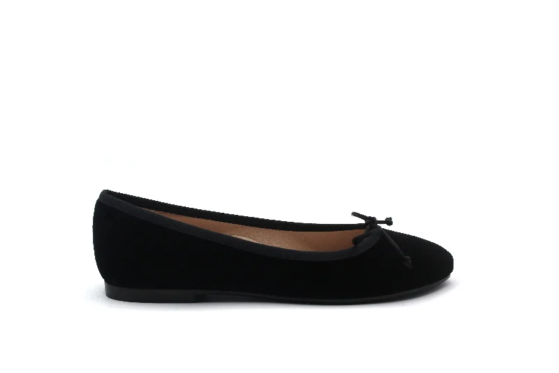 Comfortable Work Sneakers Beberlis Quilted Velvet Black Ballet Flat