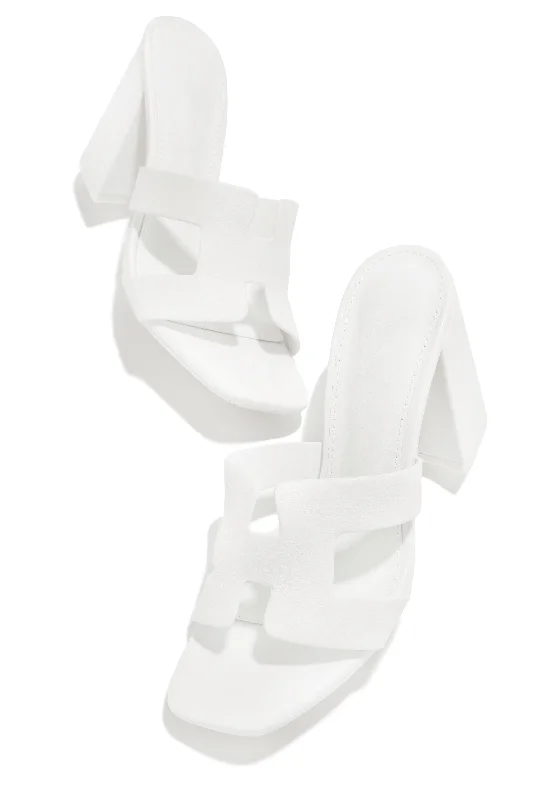 Waterproof Hiking Boots Bianka Block Mid Heels - White