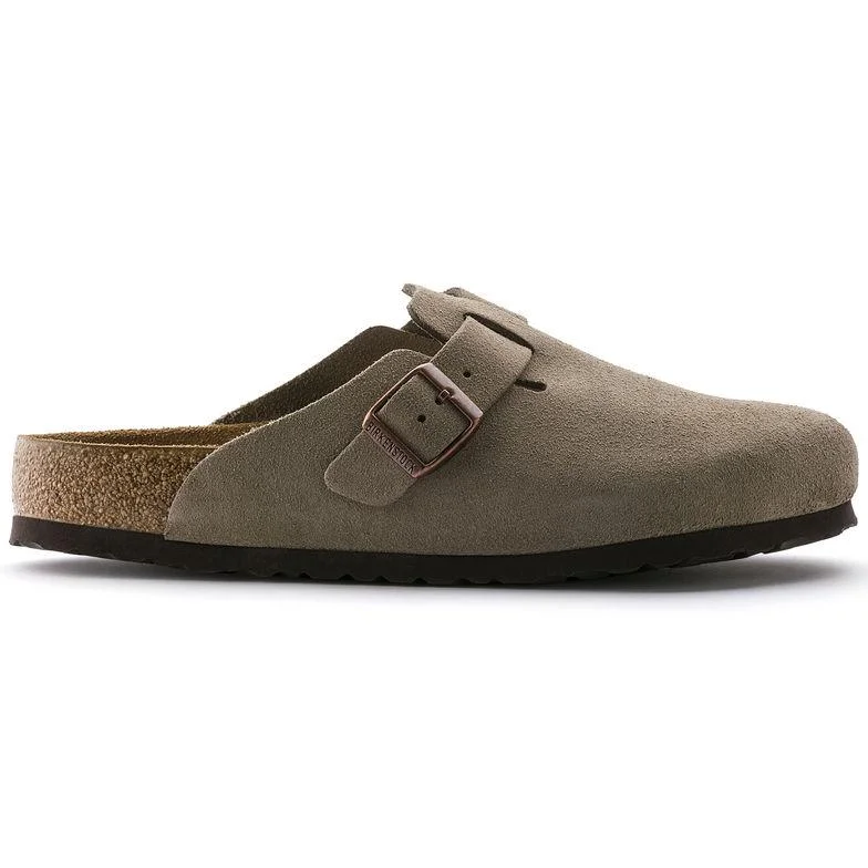 Cozy Indoor Slippers Birkenstock Women's Boston Soft Footbed Taupe Suede