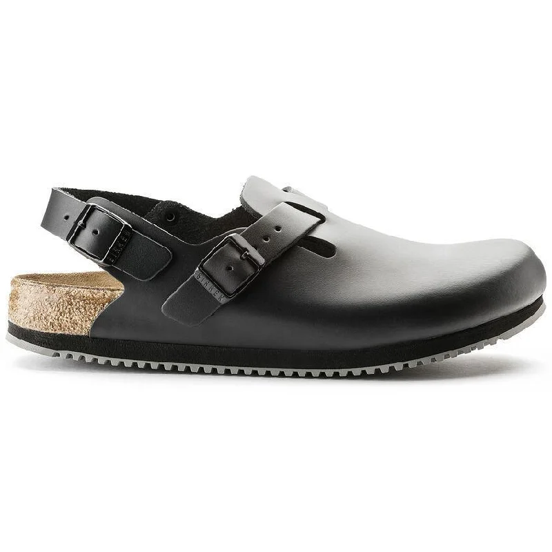 Durable Flip Flops Birkenstock Women's Tokio Super Grip Black Leather