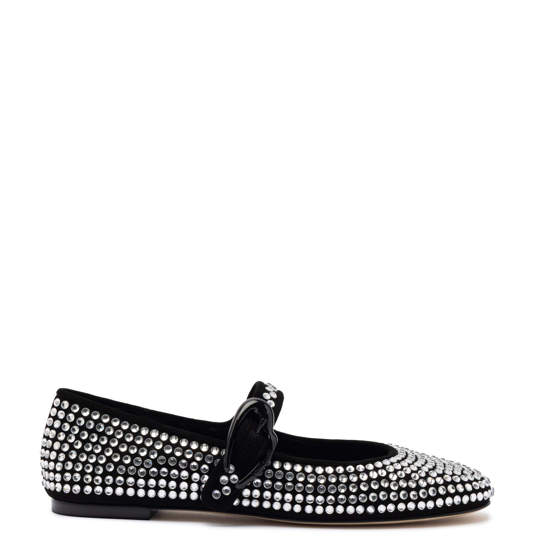 Fashionable Summer Shoes Verona Ballet Flat Crystal In Black Suede