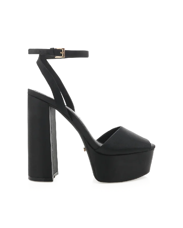 Stylish Work Sneakers BRENNA - BLACK SATIN