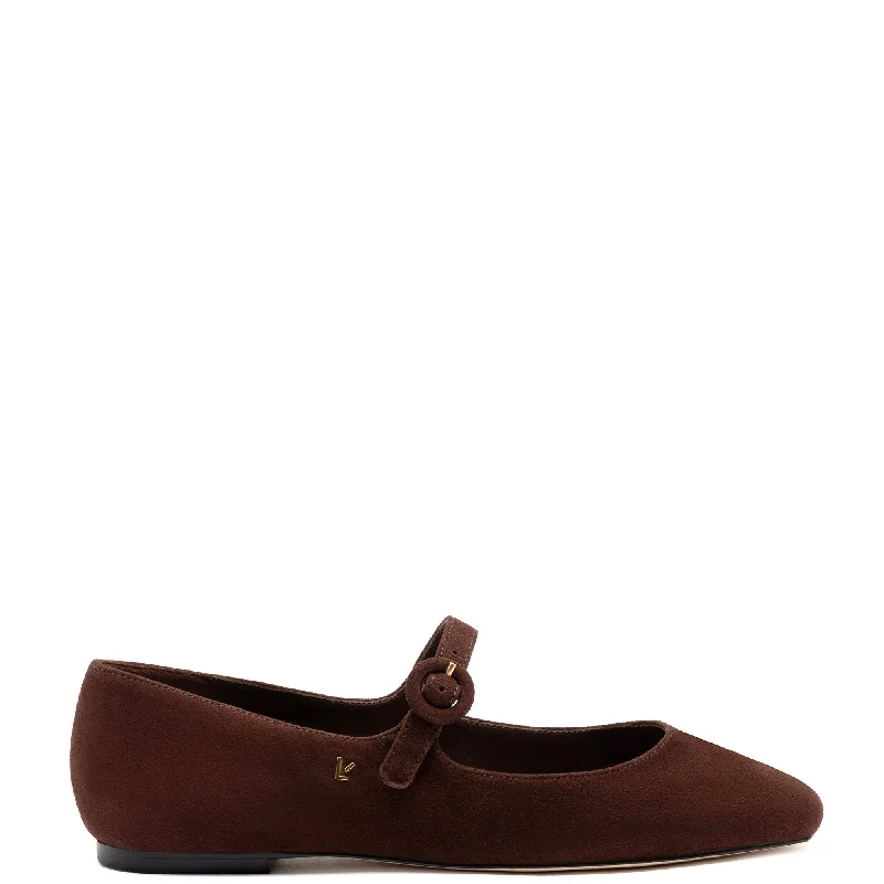 Comfortable Walking Sandals Blair Ballet Flat In Brown Suede
