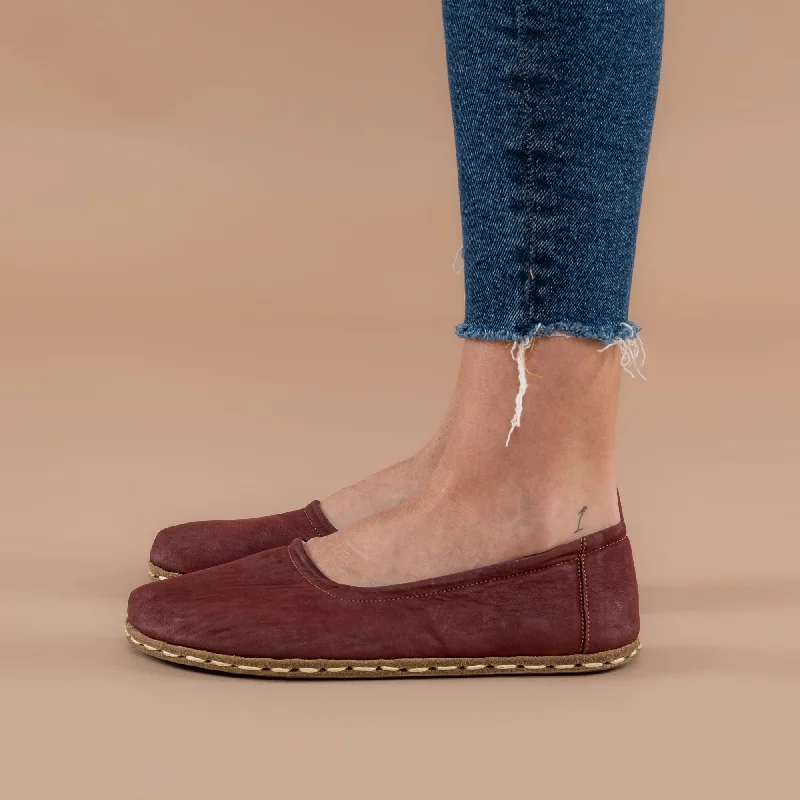 Fashionable Sneakers Collection Burgundy Barefoot Ballet Flats